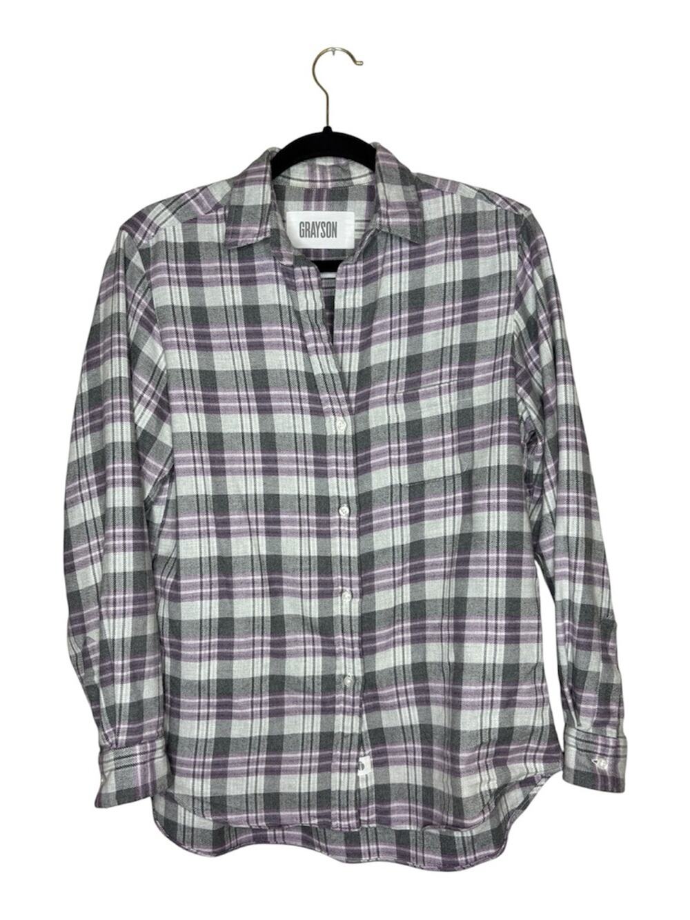 Grayson Plaid Button-down Shirt in Gray & Lavender women’s size small super soft
